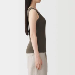 Top brassière court côtelé en coton pour femme