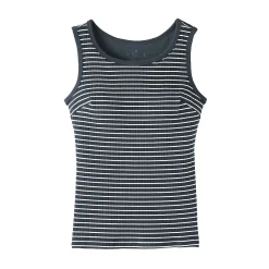 Top brassière court côtelé en coton pour femme
