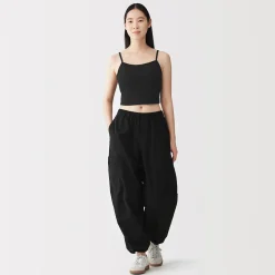 Top brassière court côtelé en coton pour femme