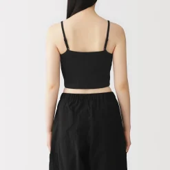 Top brassière court côtelé en coton pour femme