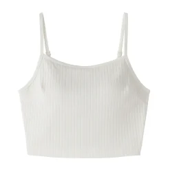 Top brassière court côtelé en coton pour femme