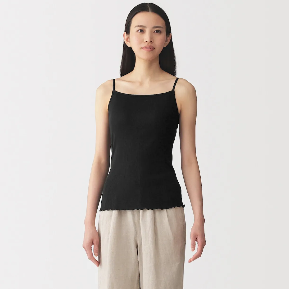 Top brassière lisse côtelé en mélange lyocell pour femme