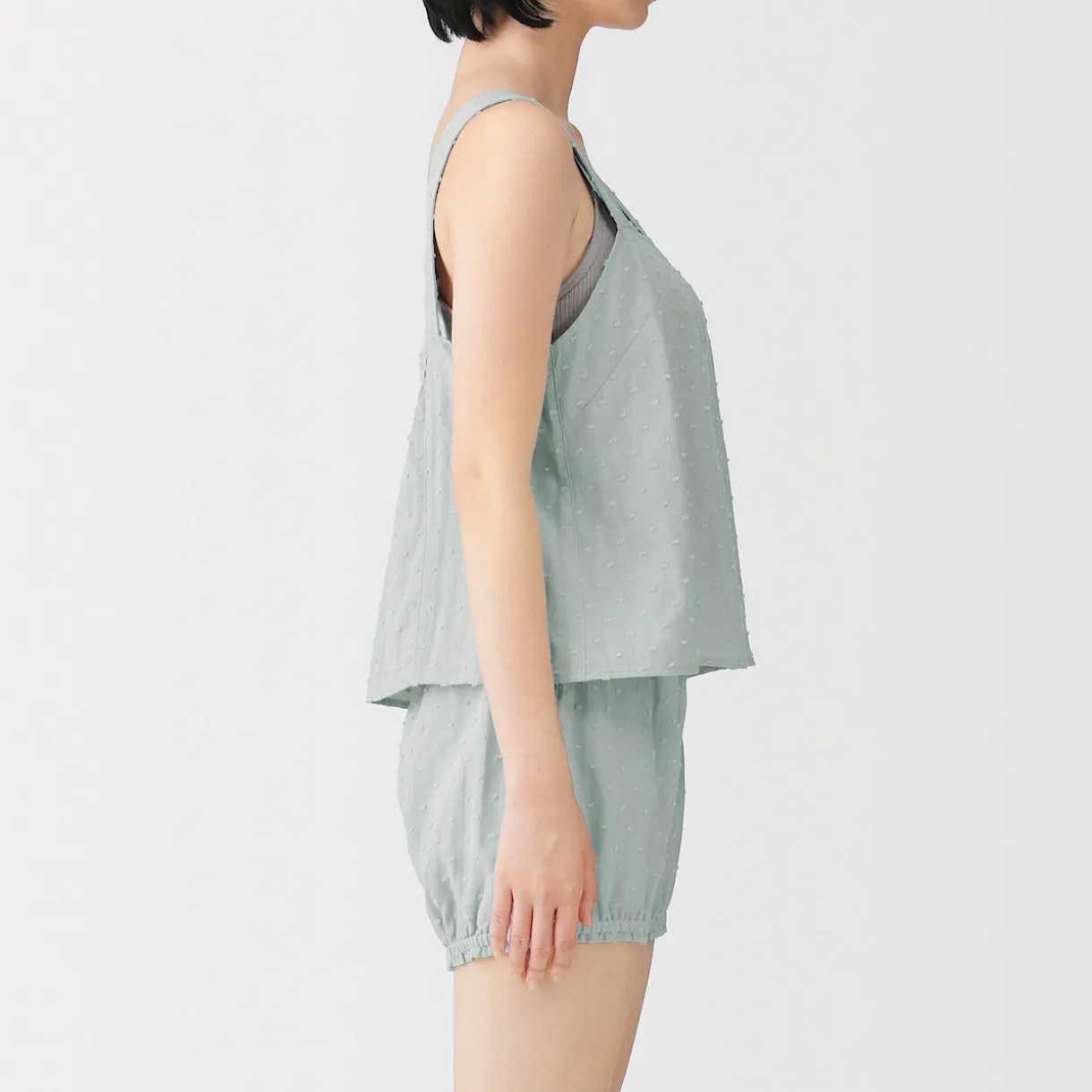 Top sans manches en double gaze à pois dobby pour femme