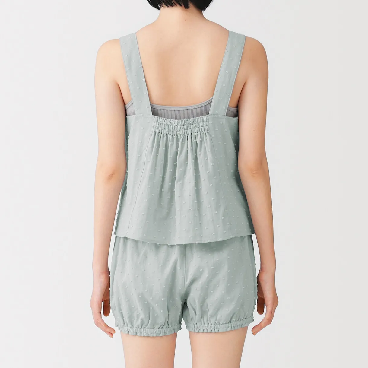 Top sans manches en double gaze à pois dobby pour femme