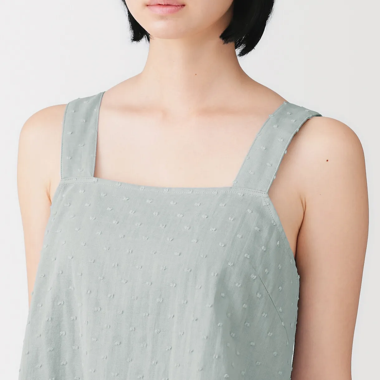 Top sans manches en double gaze à pois dobby pour femme