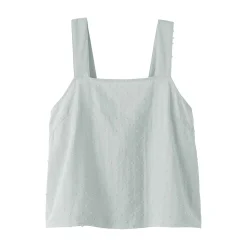Top sans manches en double gaze à pois dobby pour femme