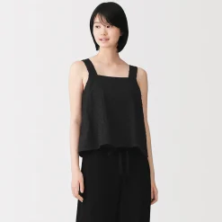 Top sans manches en double gaze à pois dobby pour femme
