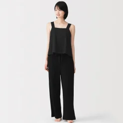 Top sans manches en double gaze à pois dobby pour femme