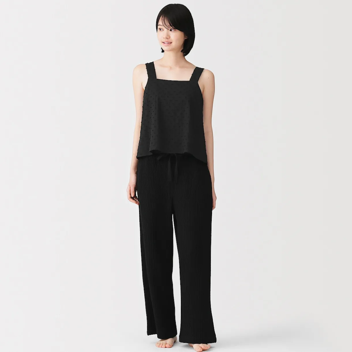 Top sans manches en double gaze à pois dobby pour femme