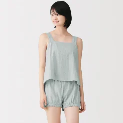 Top sans manches en double gaze à pois dobby pour femme