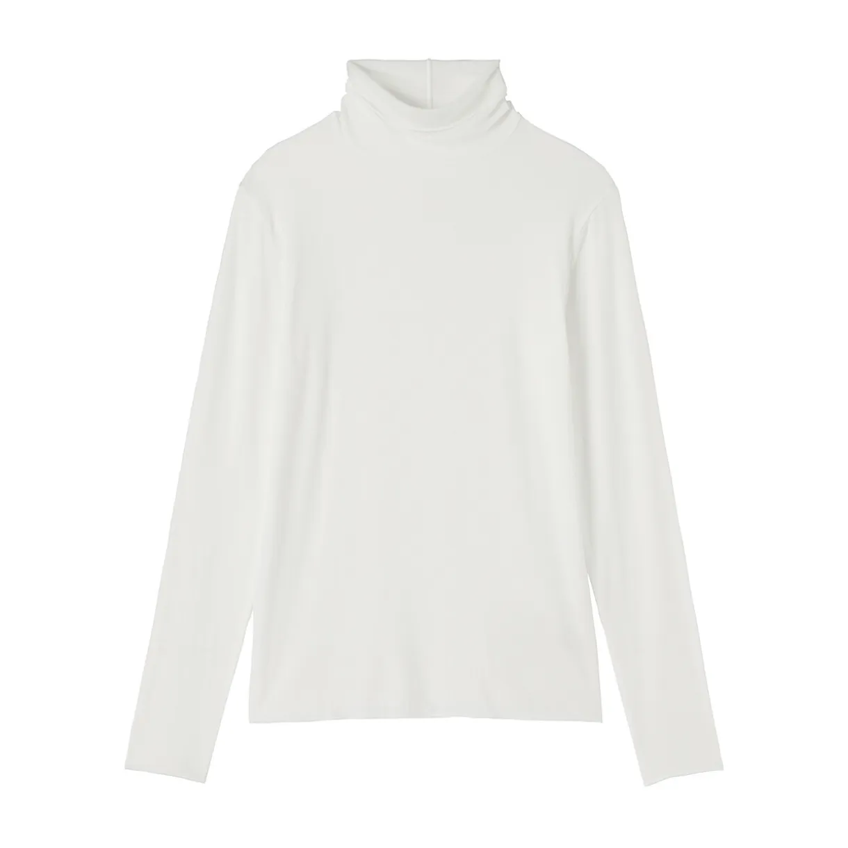T-shirt à col roulé transparent à manches longues en mélange de lyocell pour femme