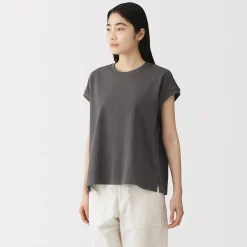 T-shirt à mancherons en coton épais pour femme