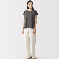 T-shirt à mancherons en coton épais pour femme