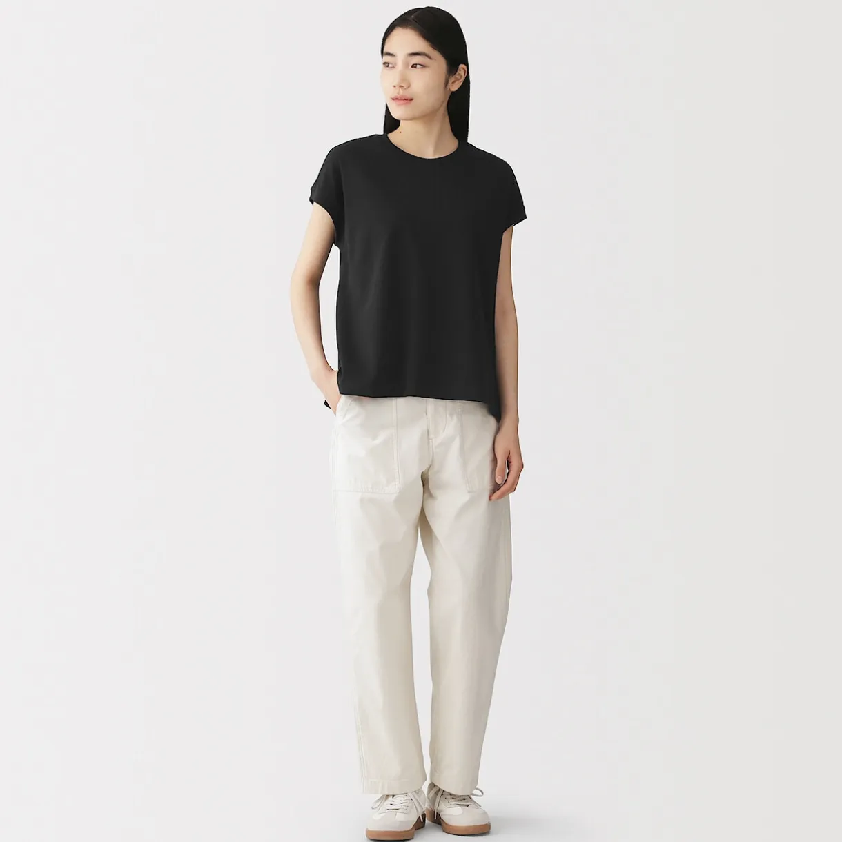 T-shirt à mancherons en coton épais pour femme