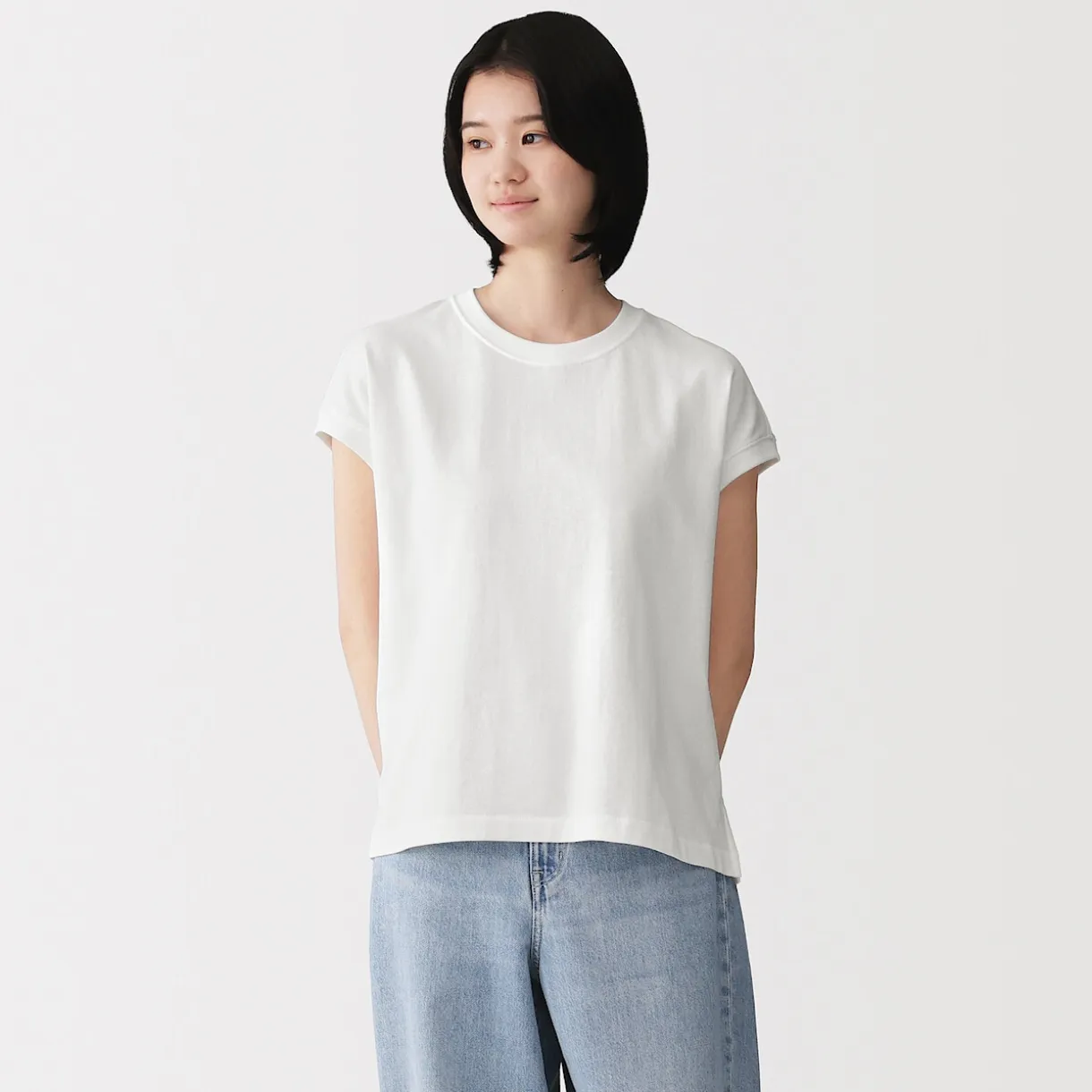 T-shirt à mancherons en coton épais pour femme