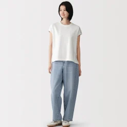 T-shirt à mancherons en coton épais pour femme