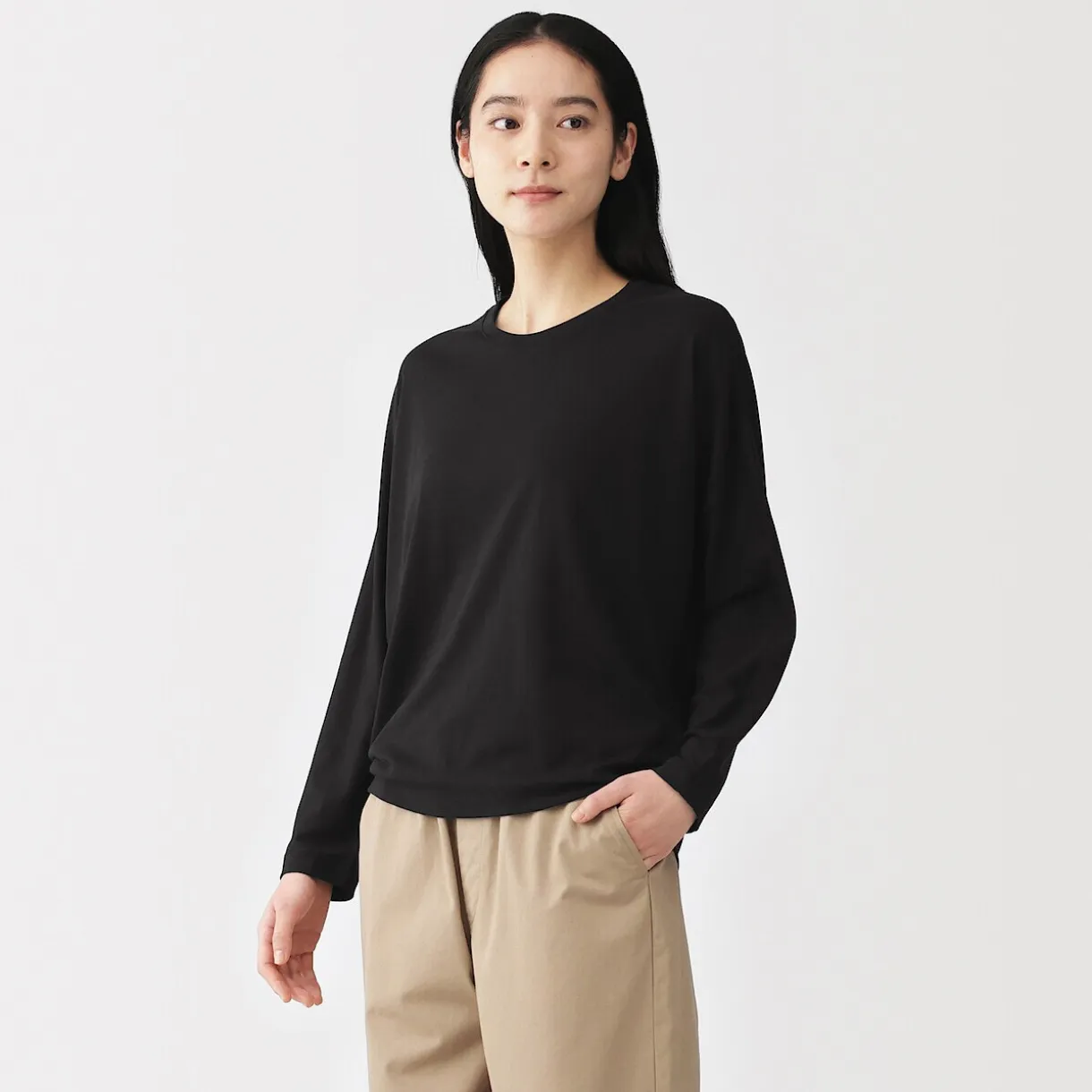 T-shirt à manches longues chauve-souris en jersey lyocell pour femme