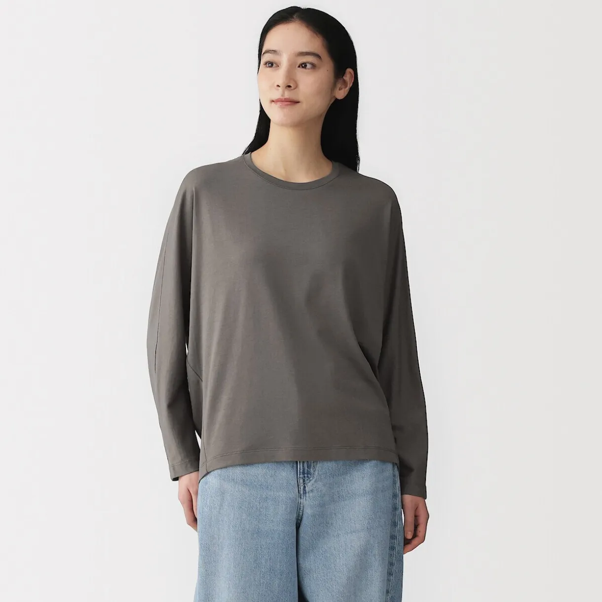 T-shirt à manches longues chauve-souris en jersey lyocell pour femme