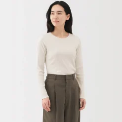 T‐shirt à manches longues en mélange de Lyocell côtelé pour femme