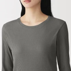 T‐shirt à manches longues en mélange de Lyocell côtelé pour femme