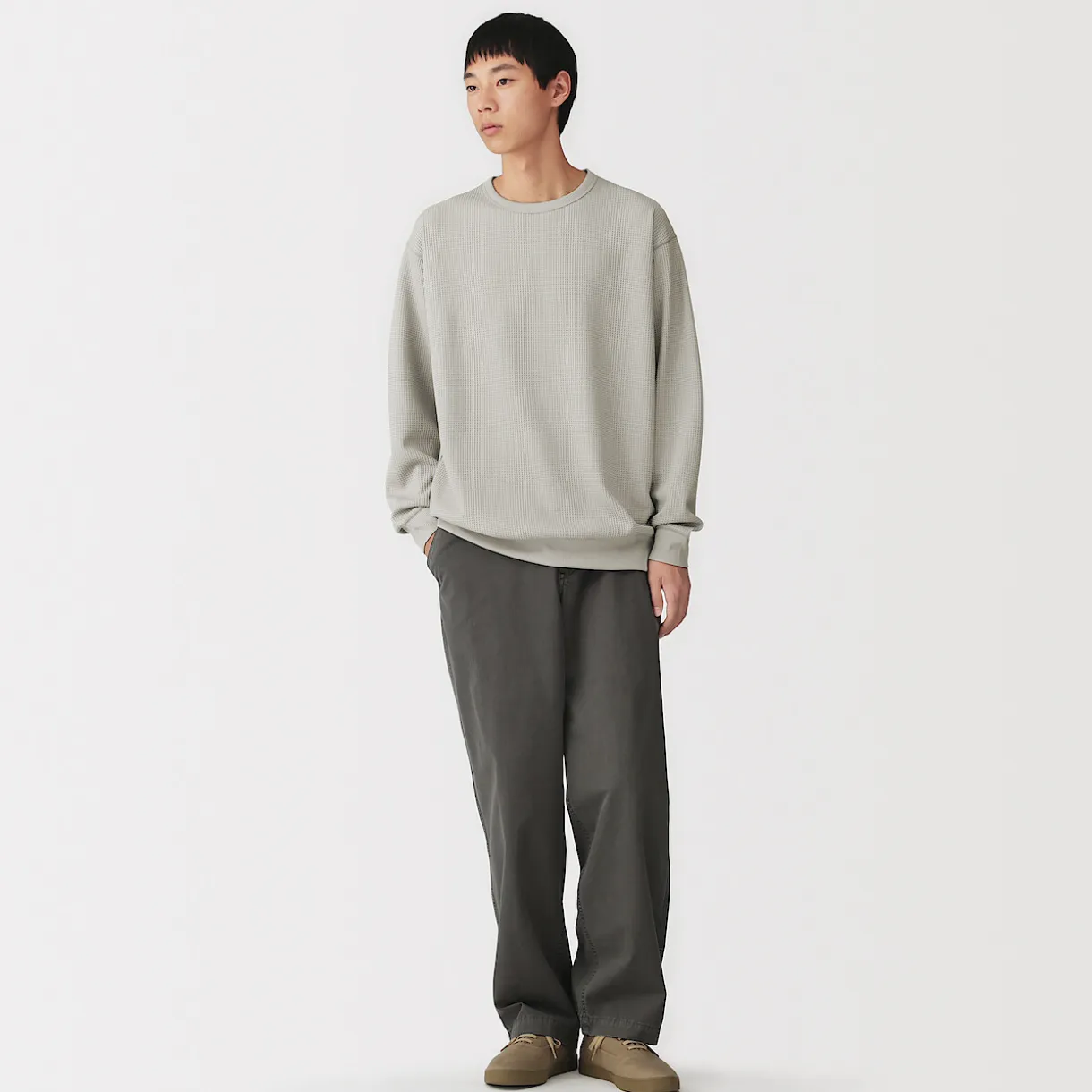T‐shirt à manches longues gaufré Quick Dry pour homme