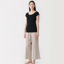 T-shirt brassière lisse en mélange lyocell à mancherons pour femme