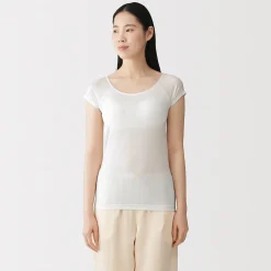 T-shirt brassière lisse en mélange lyocell à mancherons pour femme