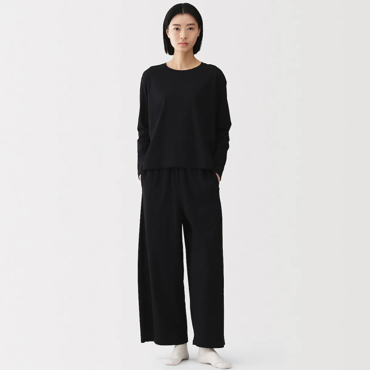 T-shirt décontracté à manches longues en jersey de coton pour femme