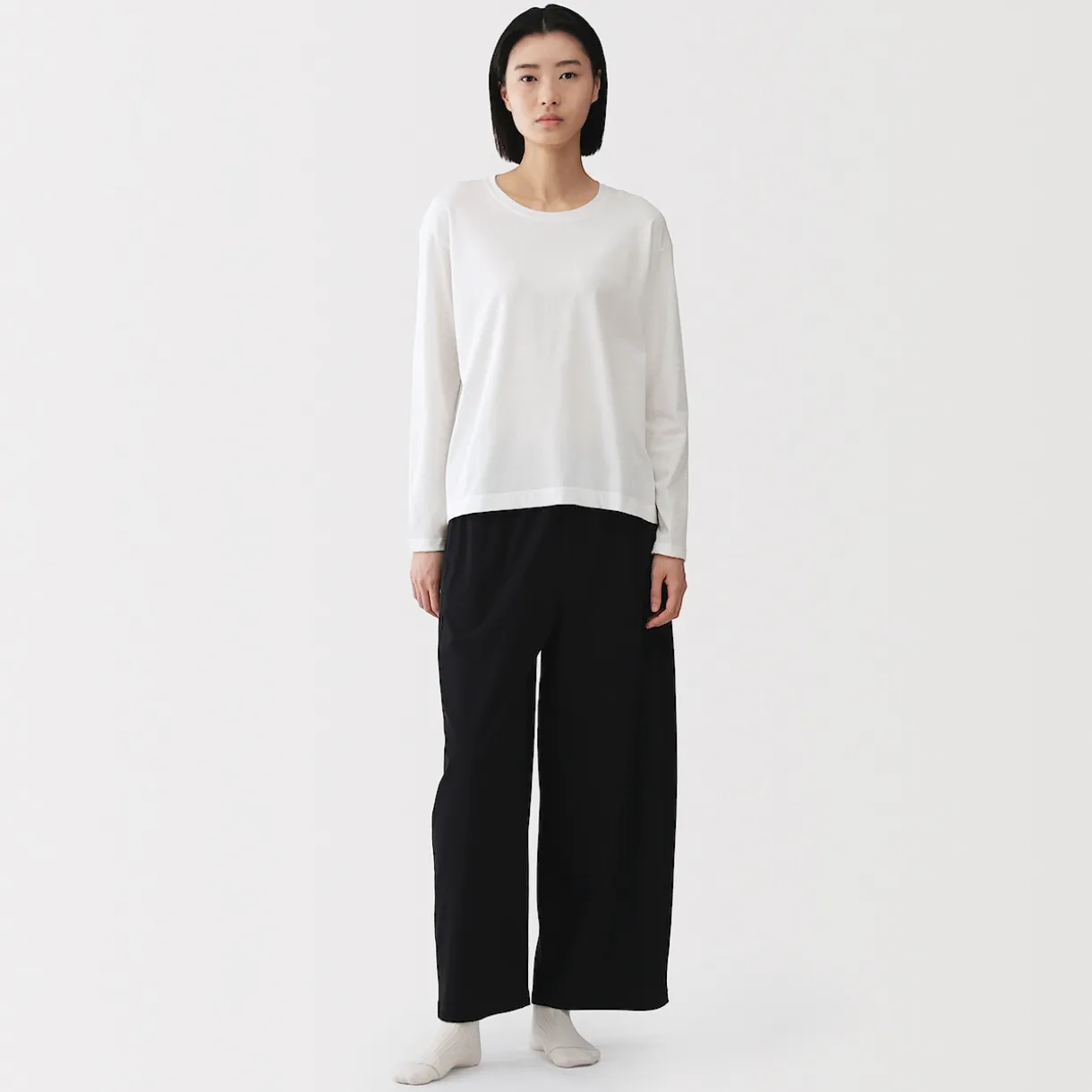 T-shirt décontracté à manches longues en jersey de coton pour femme