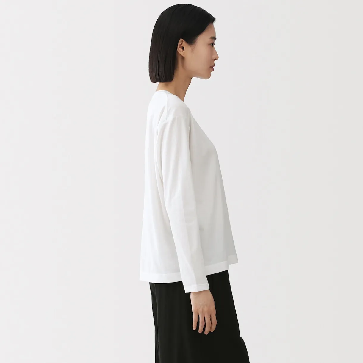 T-shirt décontracté à manches longues en jersey de coton pour femme