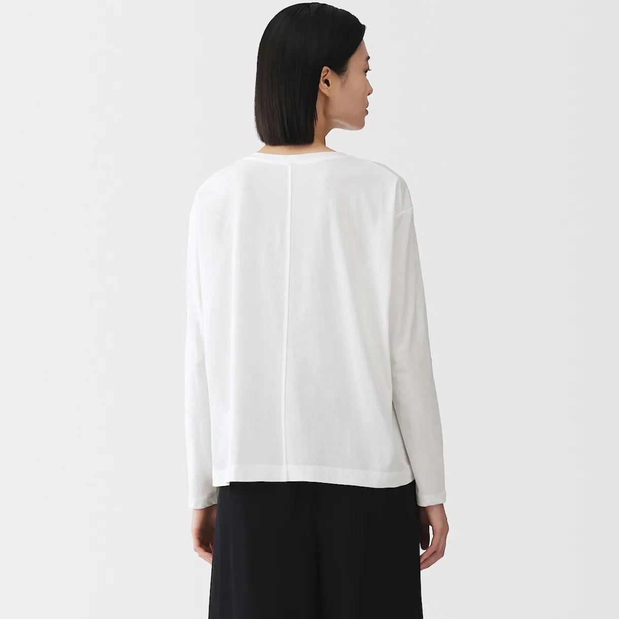 T-shirt décontracté à manches longues en jersey de coton pour femme