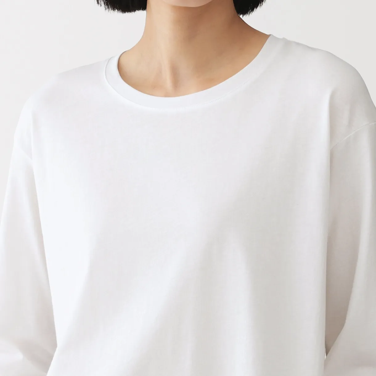 T-shirt décontracté à manches longues en jersey de coton pour femme