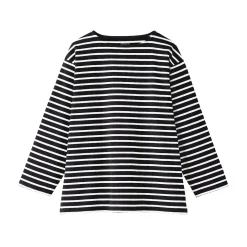 T-shirt délavé à manches longues et à col bateau en coton épais pour homme