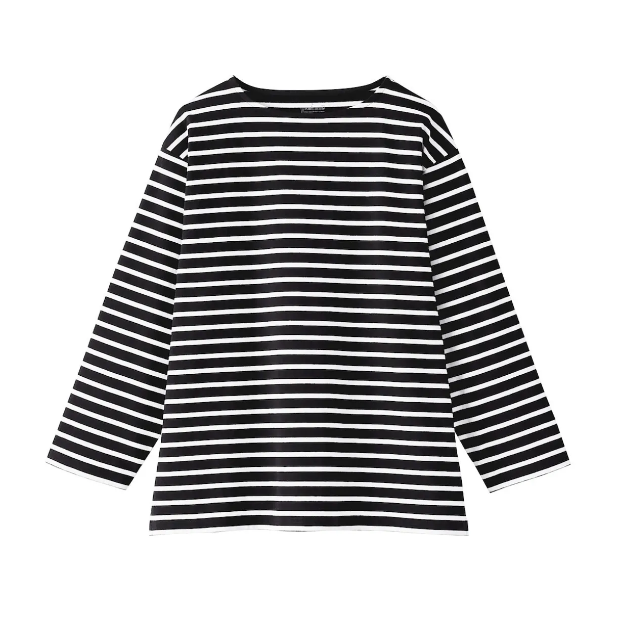 T-shirt délavé à manches longues et à col bateau en coton épais pour homme