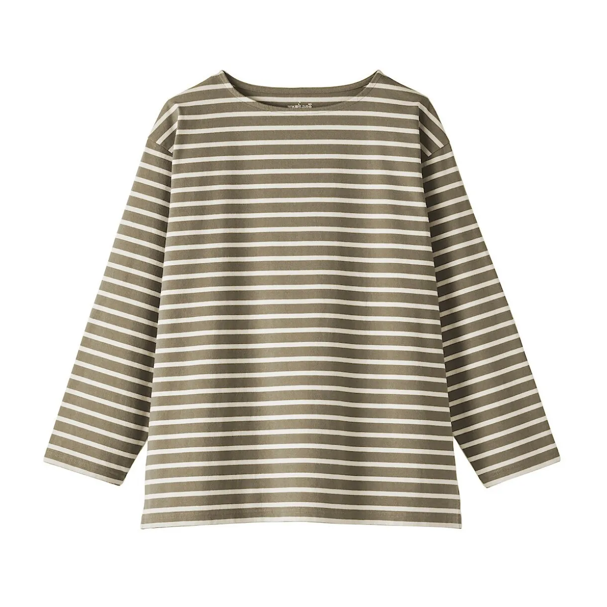 T-shirt délavé à manches longues et à col bateau en coton épais pour homme