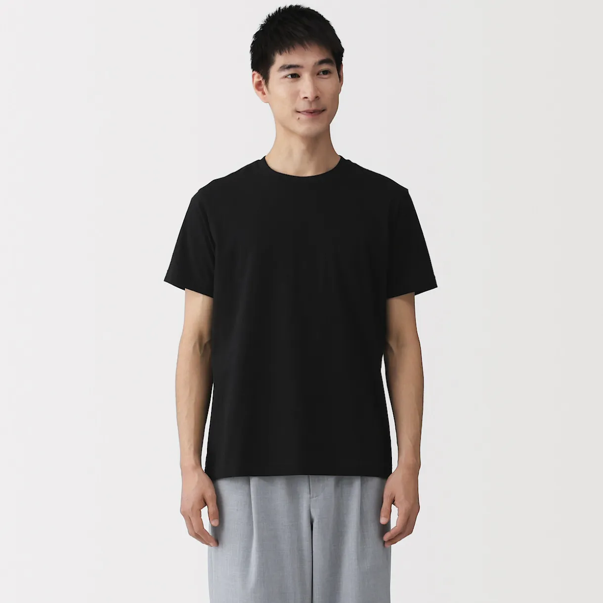 T‐shirt en coton col rond manches courtes homme
