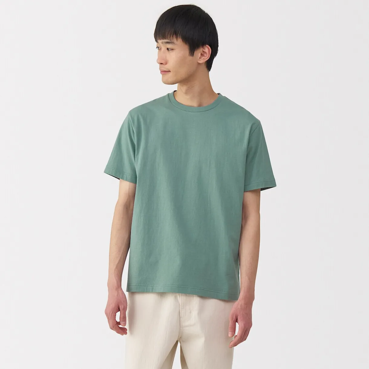 T‐shirt en coton col rond manches courtes homme
