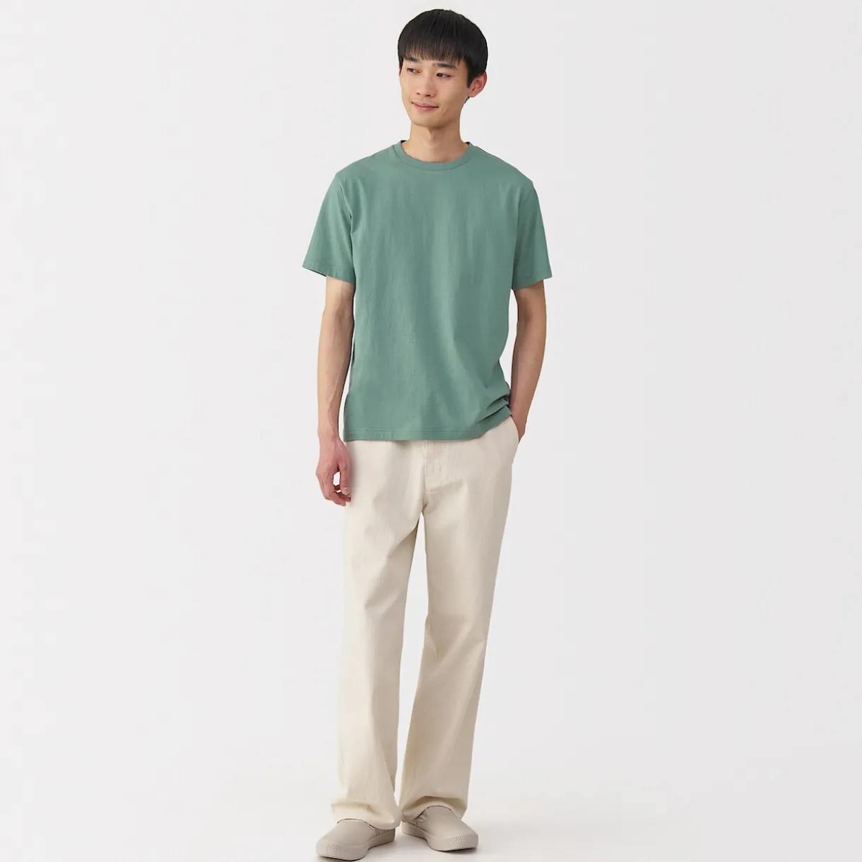 T‐shirt en coton col rond manches courtes homme