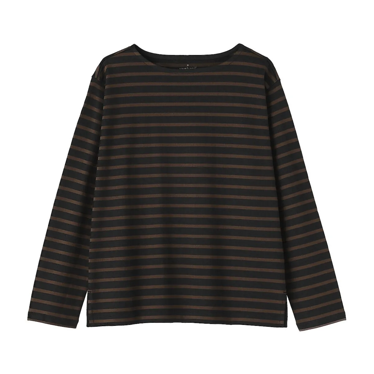 T‐shirt en coton épais manches longues col bateau pour femme