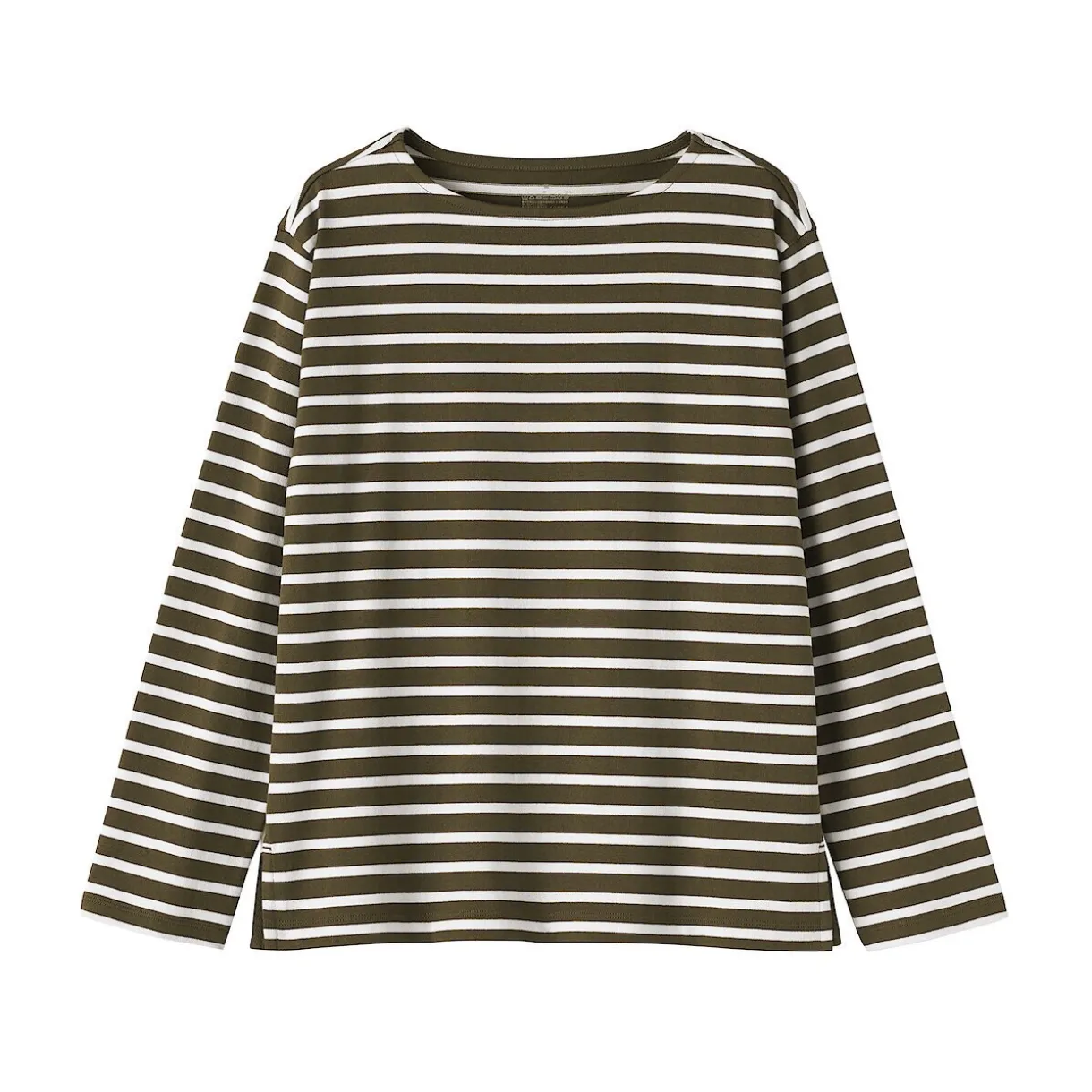 T‐shirt en coton épais manches longues col bateau pour femme