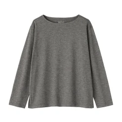 T‐shirt en coton épais manches longues col bateau pour femme