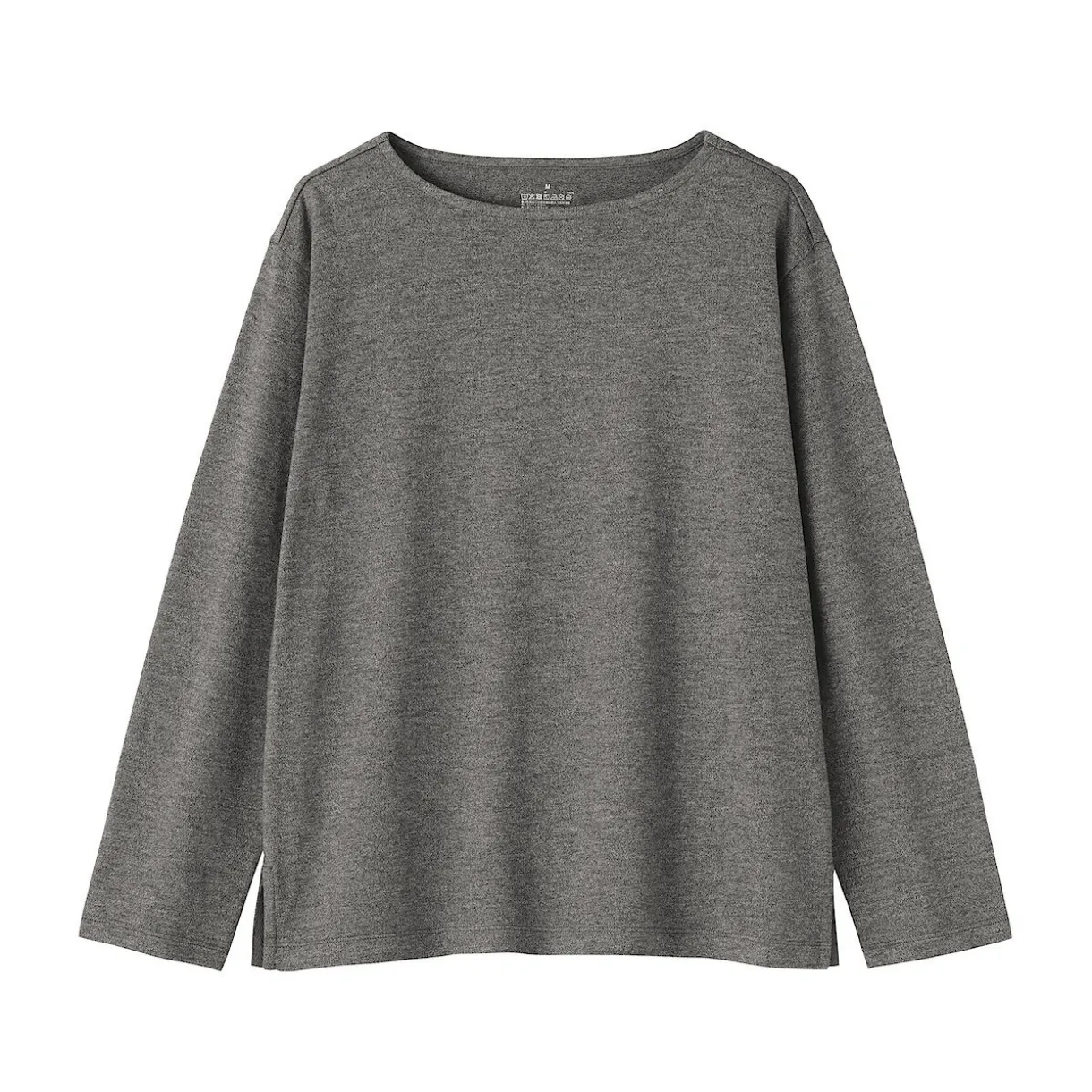 T‐shirt en coton épais manches longues col bateau pour femme