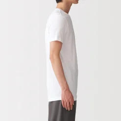T-shirt en coton recyclé sans coutures latérales à col rond - lot de 2, pour homme