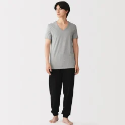 T-shirt en coton recyclé sans coutures latérales à col en V - lot de 2, pour homme