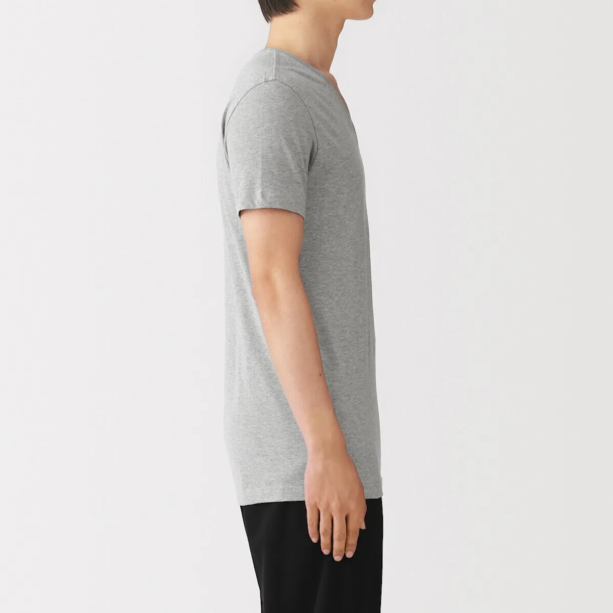 T-shirt en coton recyclé sans coutures latérales à col en V - lot de 2, pour homme