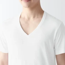 T-shirt en coton sans coutures latérales à col en V - lot de 2, pour homme