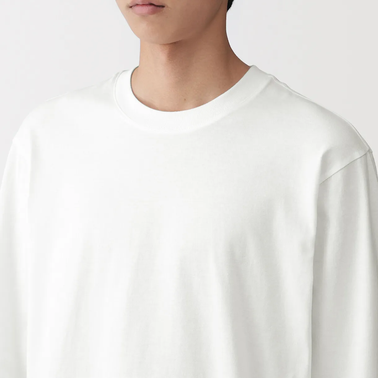 T‐shirt en jersey de coton lavé manches longues pour homme