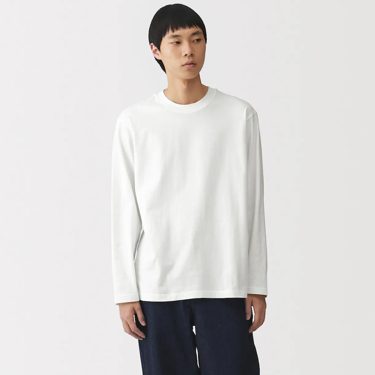 T‐shirt en jersey de coton lavé manches longues pour homme