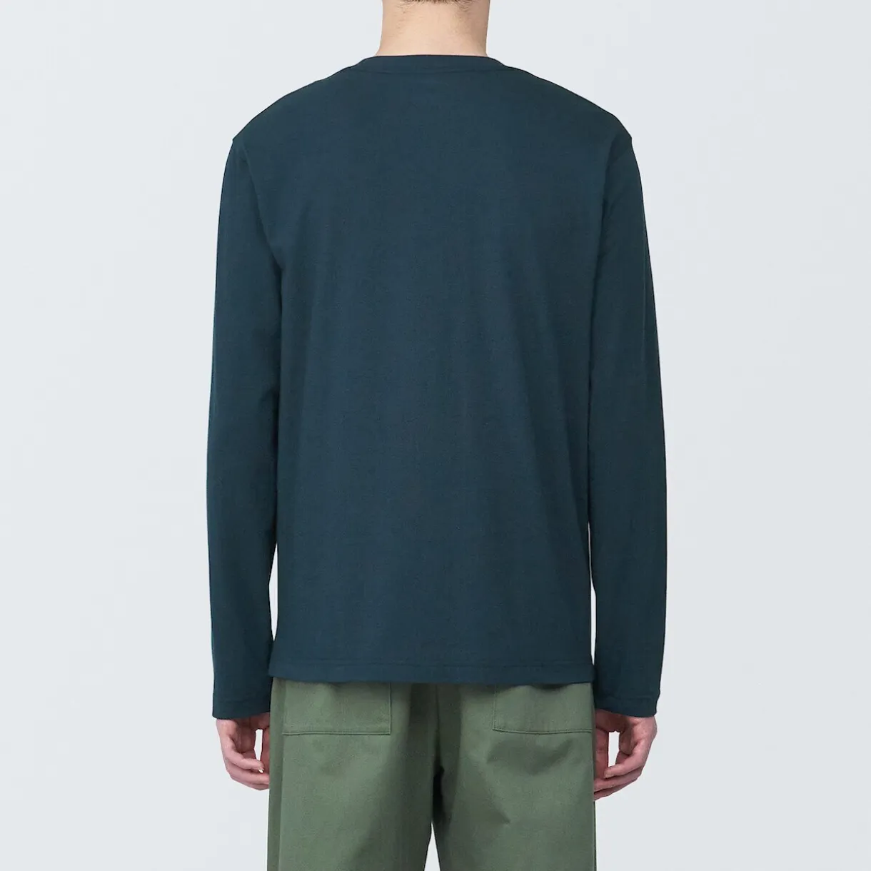 T‐shirt en jersey de coton lavé manches longues pour homme
