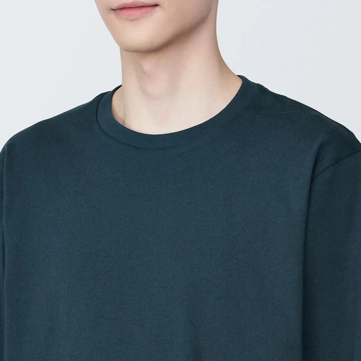 T‐shirt en jersey de coton lavé manches longues pour homme